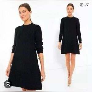 Pomander Place Ainsley Black Ribbed Knit Sweater Dress Women's Medium